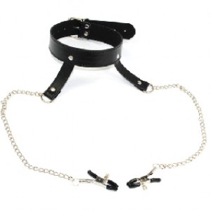 Bondage Collar & Screw Nipple Clamps